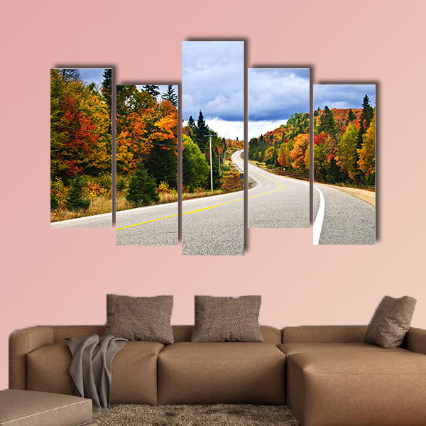 Fall scenic highway in northern Ontario, Canada multi panel canvas wall art