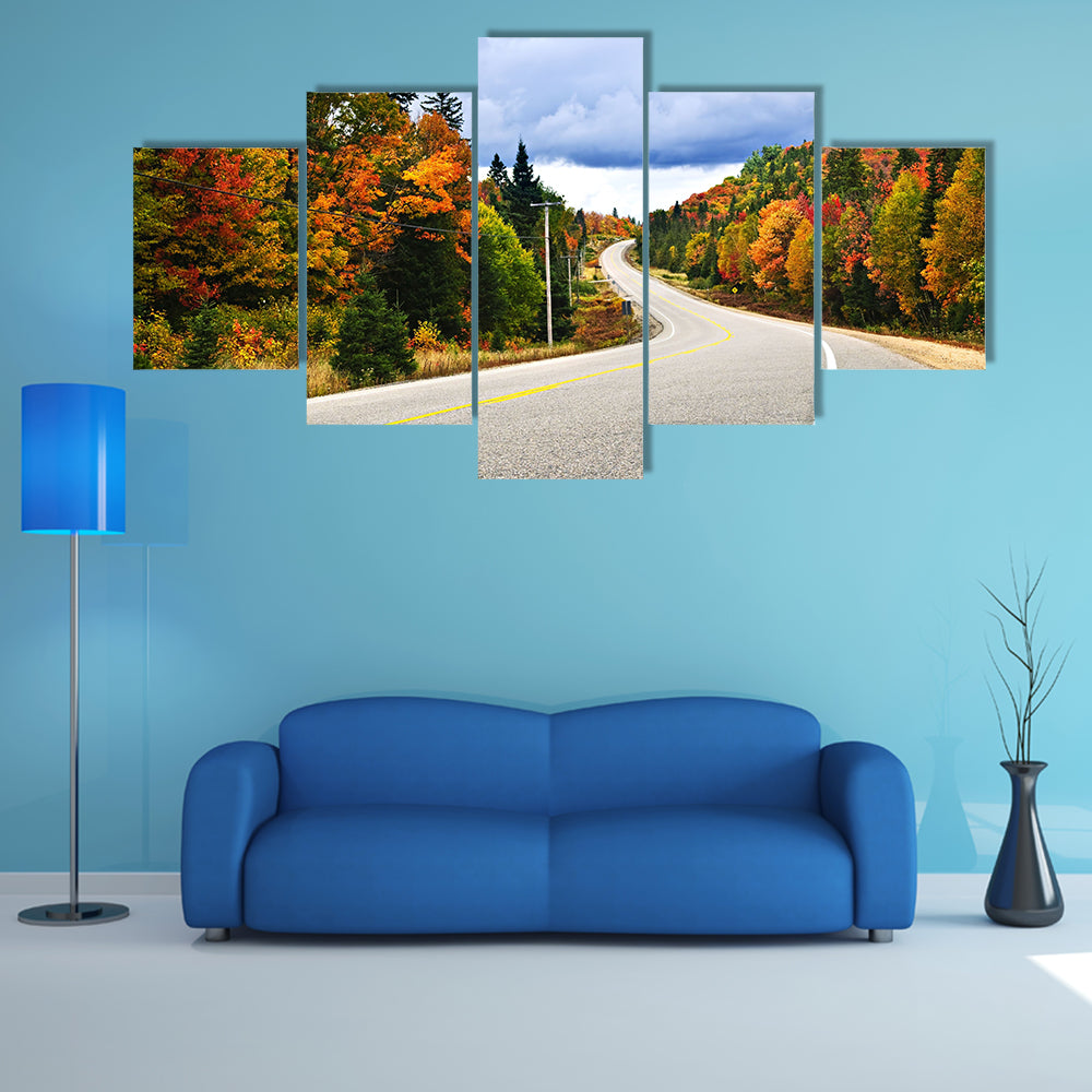 Fall scenic highway in northern Ontario, Canada multi panel canvas wall art