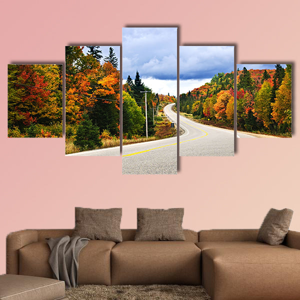 Fall scenic highway in northern Ontario, Canada multi panel canvas wall art