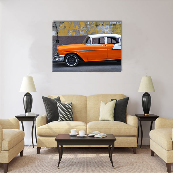 vintage classic american car on the streets Multi panel canvas wall art