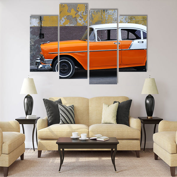 vintage classic american car on the streets Multi panel canvas wall art