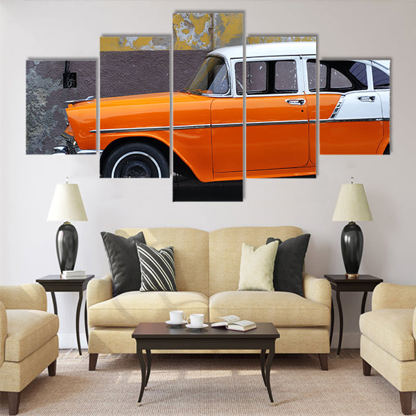 vintage classic american car on the streets Multi panel canvas wall art
