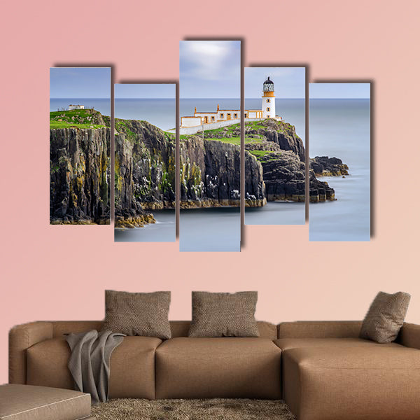Lighthouse on Neist Point cliffs, Isle of Skye, Scotland Multi panel canvas wall art