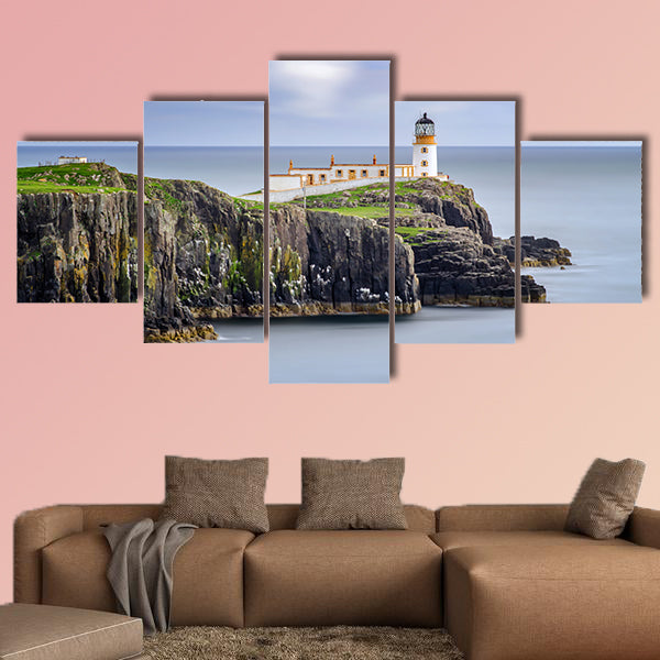 Lighthouse on Neist Point cliffs, Isle of Skye, Scotland Multi panel canvas wall art