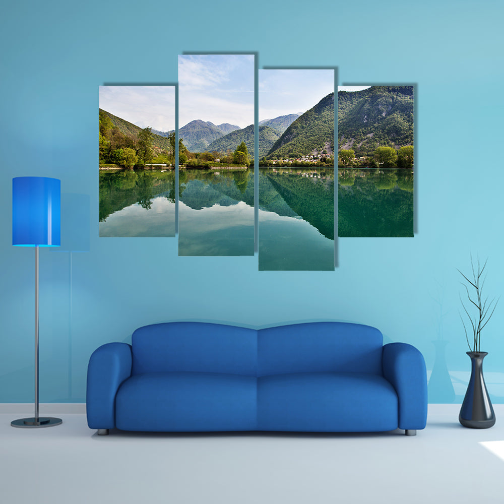 A beautiful nature in small village Most na Soci, Slovenia, EU multi panel canvas wall art