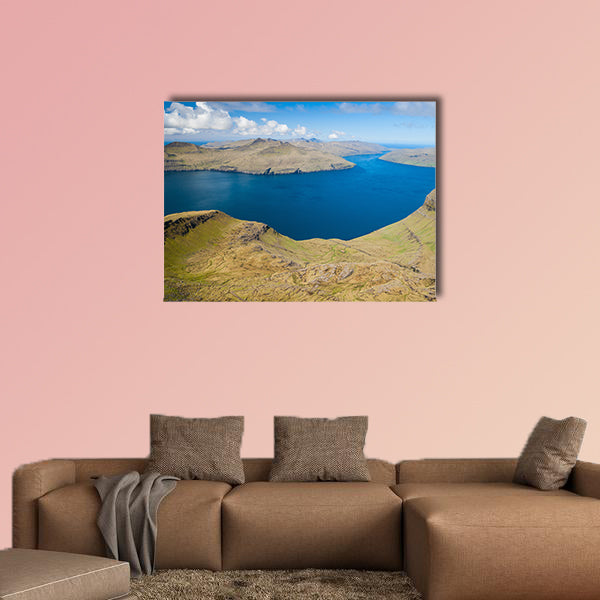 Panoramic view over the beautiful landscape of the faroe canvas wall art
