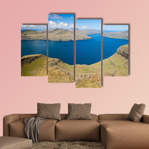 Panoramic view over the beautiful landscape of the faroe canvas wall art