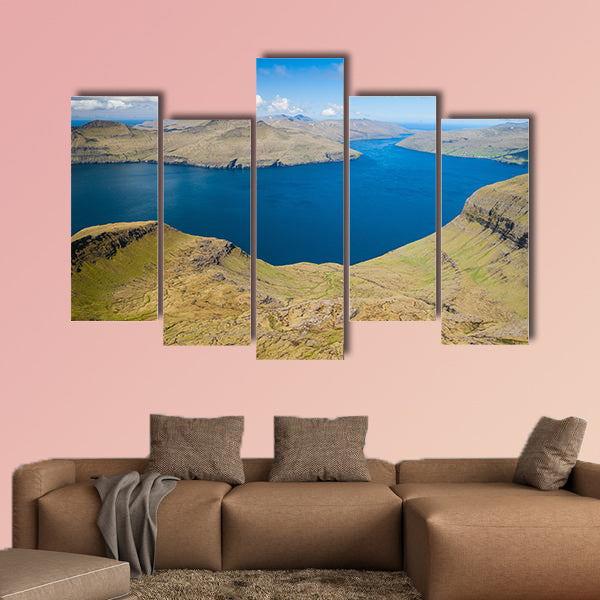 Panoramic view over the beautiful landscape of the faroe canvas wall art