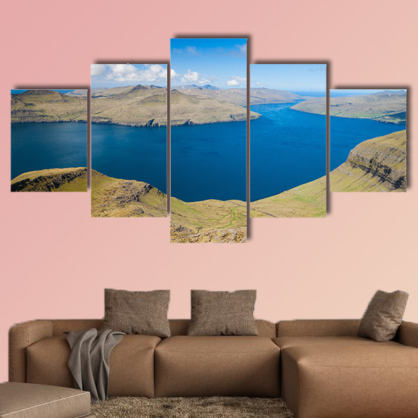 Panoramic view over the beautiful landscape of the faroe canvas wall art