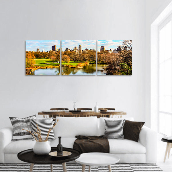 Black and white view of Park panoramic canvas wall art