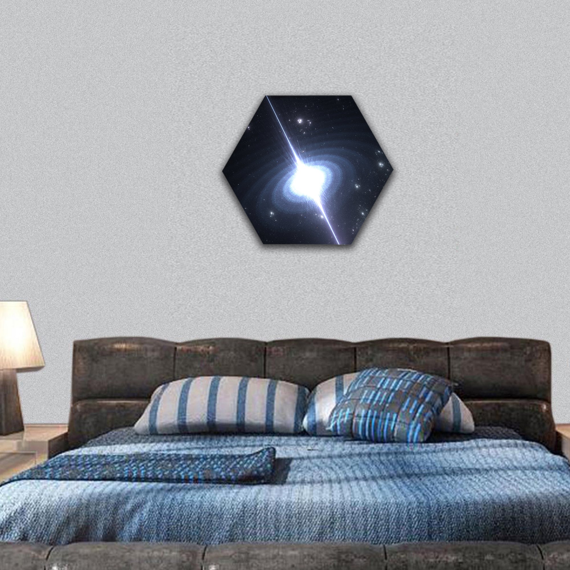 Pulsar highly magnetized, rotating neutron star hexagonal canvas wall art