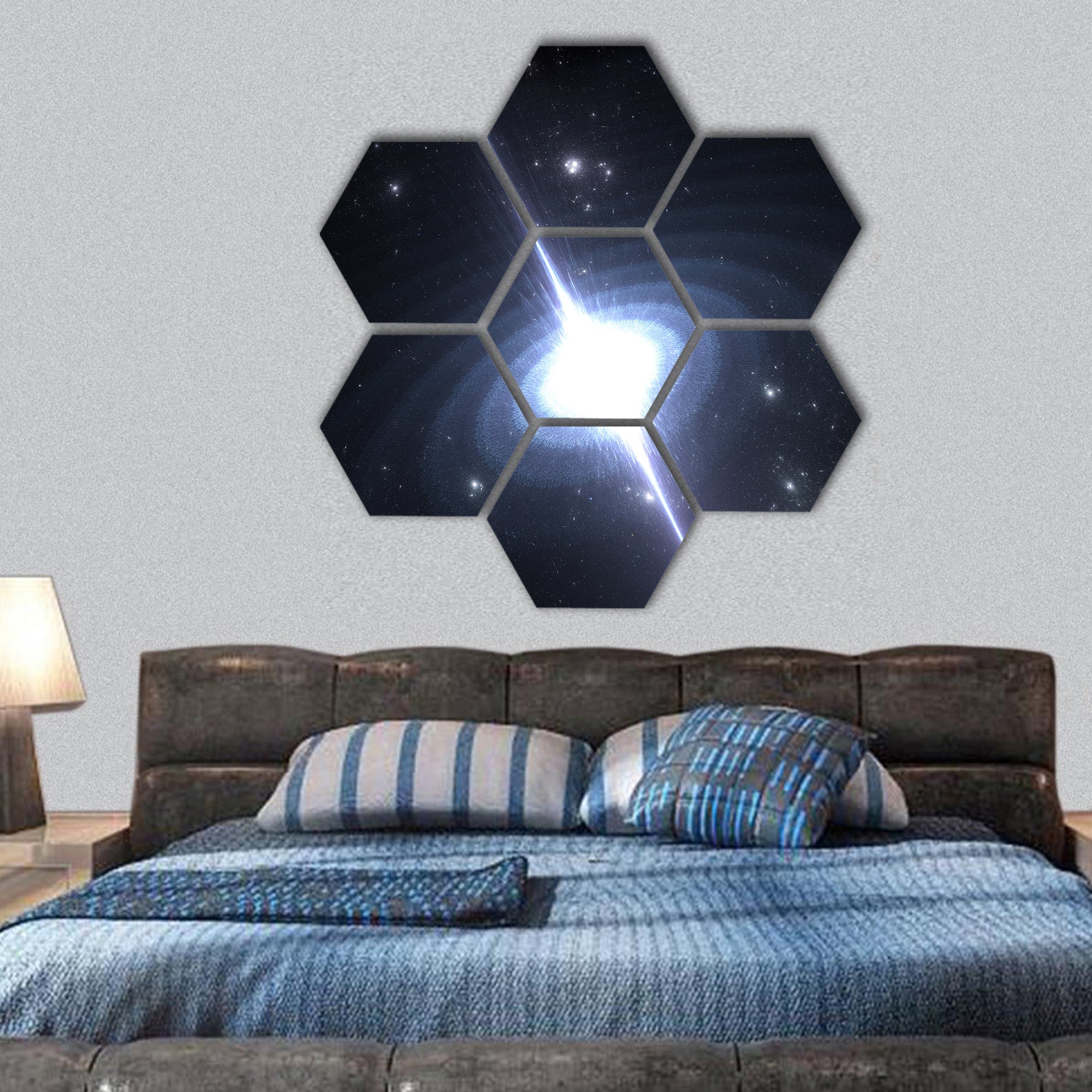Pulsar highly magnetized, rotating neutron star hexagonal canvas wall art