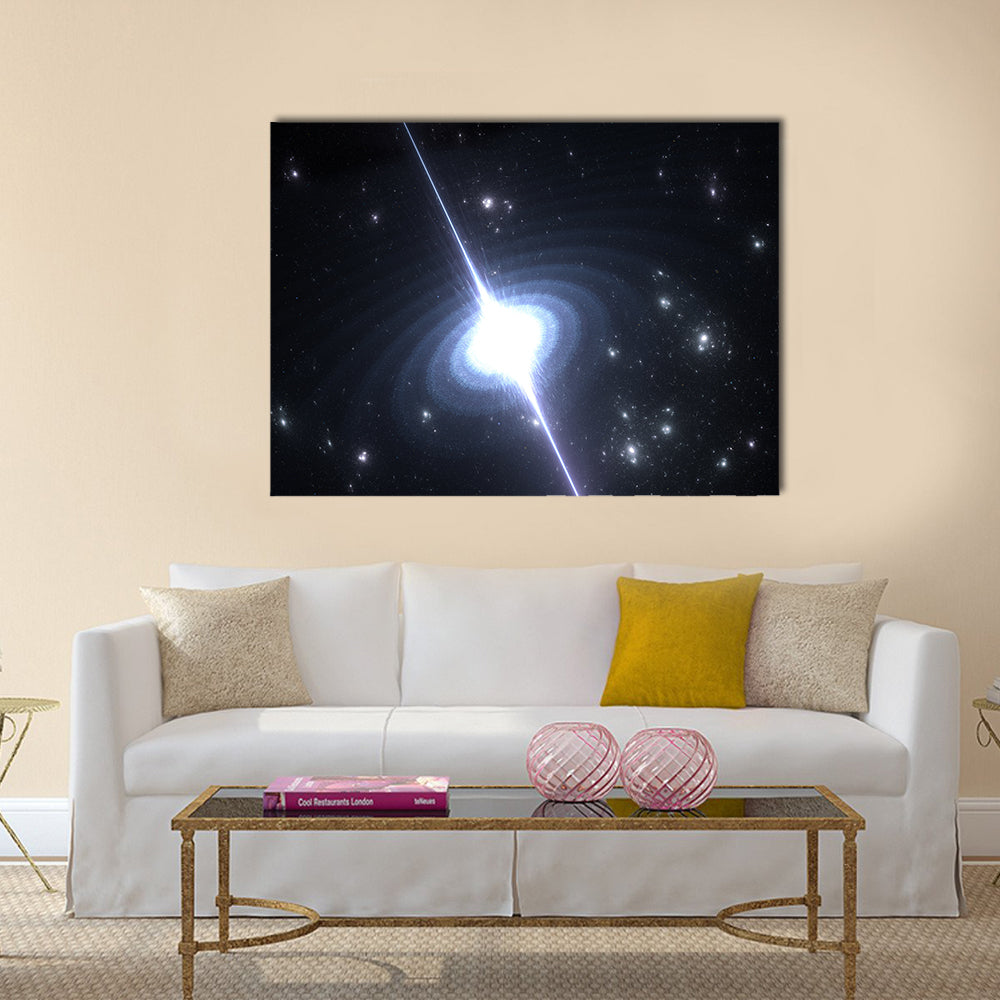 Pulsar highly magnetized, rotating neutron star Multi Panel Canvas Wall Art