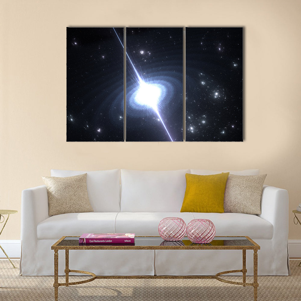 Pulsar highly magnetized, rotating neutron star Multi Panel Canvas Wall Art
