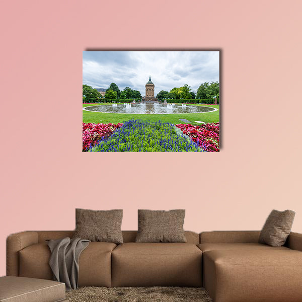 Water tower in Mannheim, Germany multi panel canvas wall art