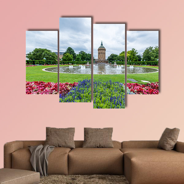 Water tower in Mannheim, Germany multi panel canvas wall art