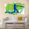 Concept of sportsman playing Cricket Vector illustration Multi panel canvas Wall art