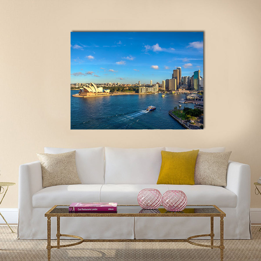 An opera house and circular quay in skyline, Sydney, Multi Panel Canvas Wall Art