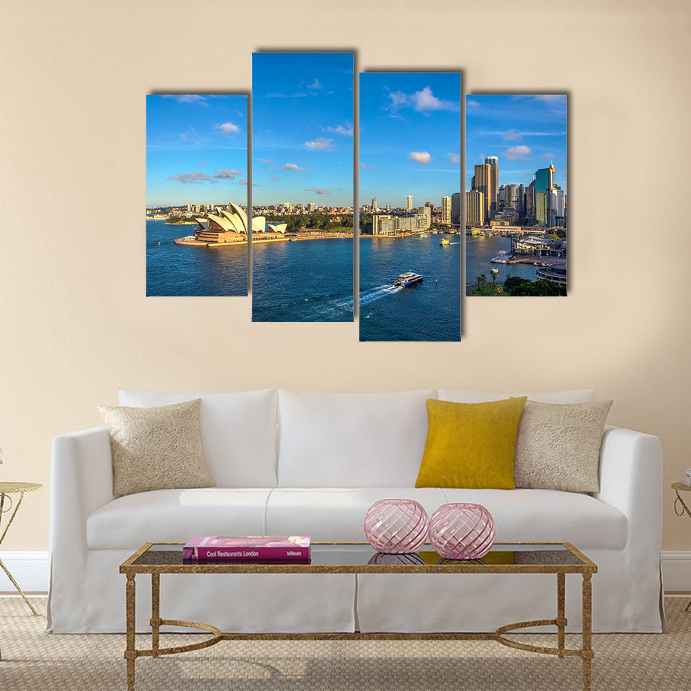 An opera house and circular quay in skyline, Sydney, Multi Panel Canvas Wall Art