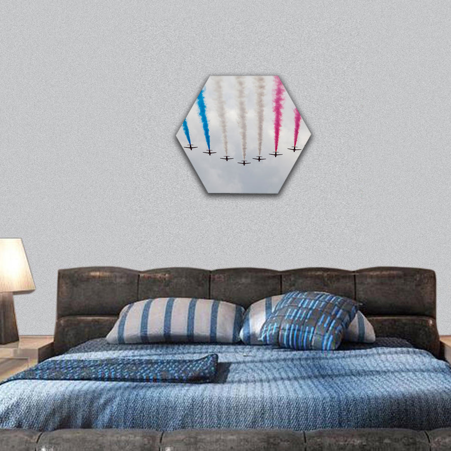 Image of an air show at London hexagonal canvas wall art