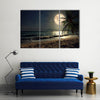 Beautiful Fantasy Tropical Beach Scenery With Milky Way Multi Panel Canvas Wall Art