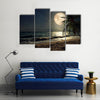 Beautiful Fantasy Tropical Beach Scenery With Milky Way Multi Panel Canvas Wall Art