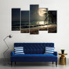 Beautiful Fantasy Tropical Beach Scenery With Milky Way Multi Panel Canvas Wall Art