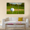 Golf ball on the beautiful golf course with sandbanks Multi Panel Canvas Wall Art