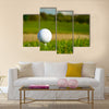 Golf ball on the beautiful golf course with sandbanks Multi Panel Canvas Wall Art