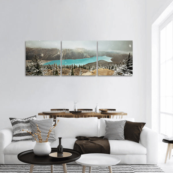 Peyto Lake in winter panoramic canvas wall art