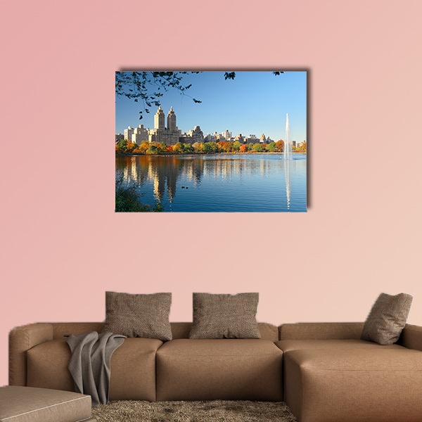 Skyline with apartment skyscrapers in New York City multi panel canvas wall art