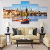 Prague, Czech Republic skyline with historic Charles Bridge Multi Panel Canvas Wall Art