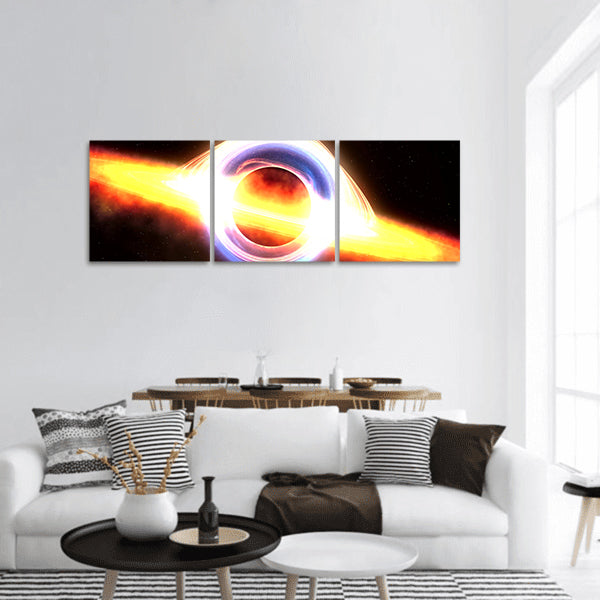 Black hole attracting space panoramic canvas wall art