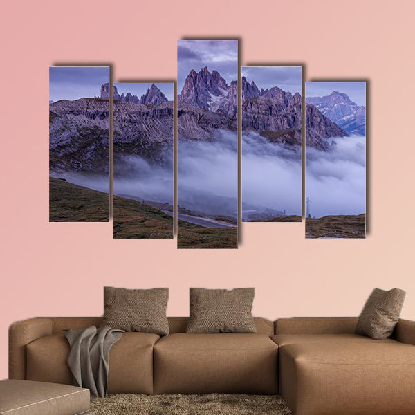 Beautiful sunrise on the Dolomites multi panel canvas wall art