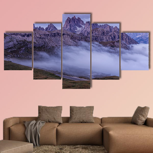 Beautiful sunrise on the Dolomites multi panel canvas wall art