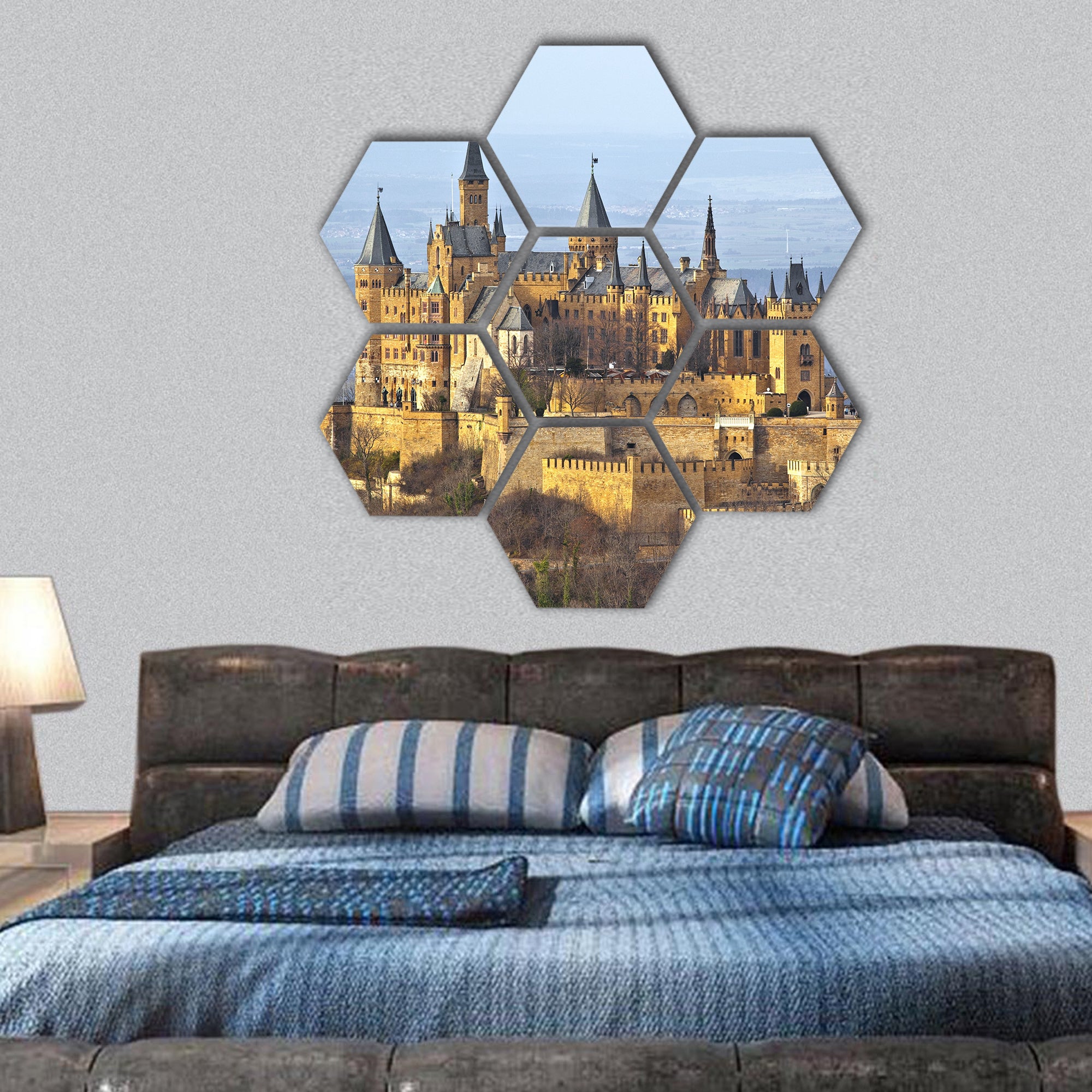 Photography of the germen castle Hohenzollern hexagonal canvas wall art