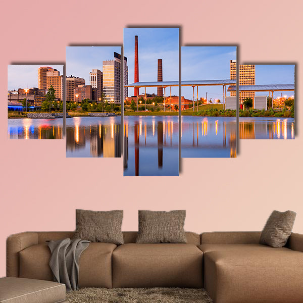Birmingham, Alabama, USA, city skyline multi panel canvas wall art