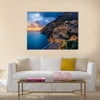 Sunset over Positano near Sorrento at Amalfi Coast in Italy Multi Panel Canvas Wall Art