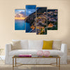 Sunset over Positano near Sorrento at Amalfi Coast in Italy Multi Panel Canvas Wall Art