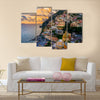 Sunset over Positano near Sorrento at Amalfi Coast in Italy Multi Panel Canvas Wall Art