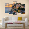 Sunset over Positano near Sorrento at Amalfi Coast in Italy Multi Panel Canvas Wall Art