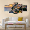 Sunset over Positano near Sorrento at Amalfi Coast in Italy Multi Panel Canvas Wall Art