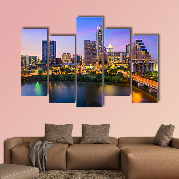 Austin, Texas, USA downtown skyline Multi panel canvas wall art