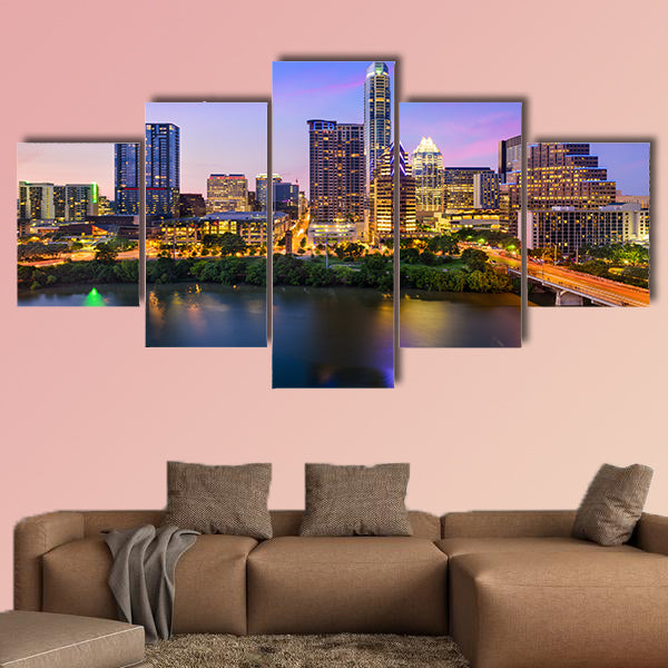 Austin, Texas, USA downtown skyline Multi panel canvas wall art