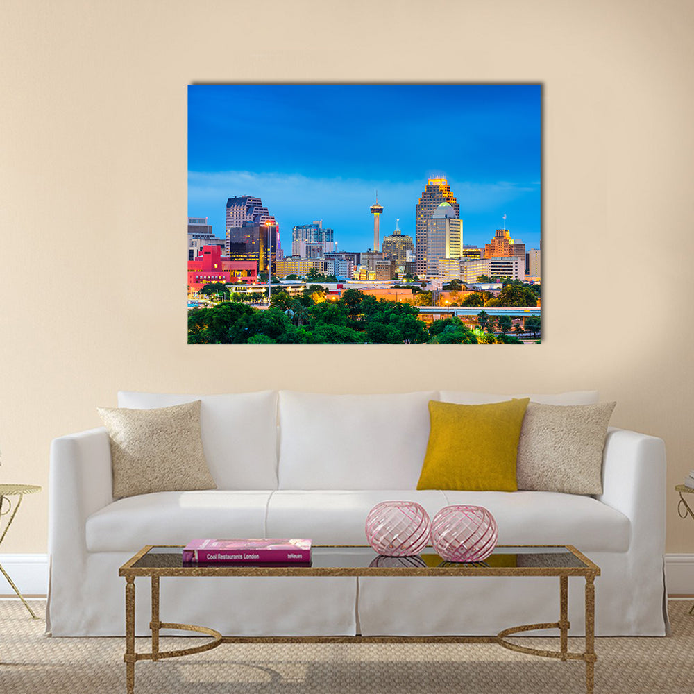 San antonio, texas, usa skyline Multi panel canvas wall art