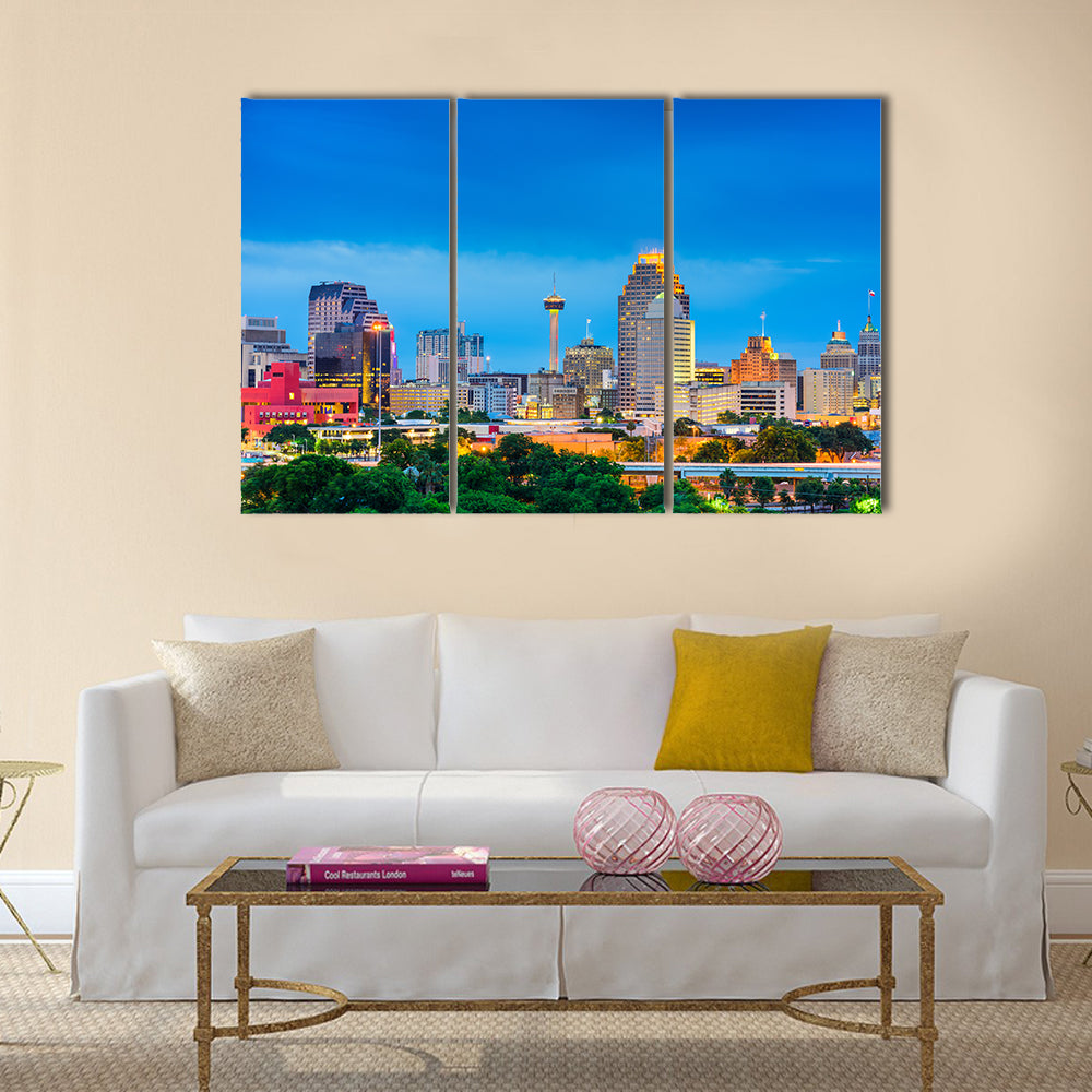 San antonio, texas, usa skyline Multi panel canvas wall art