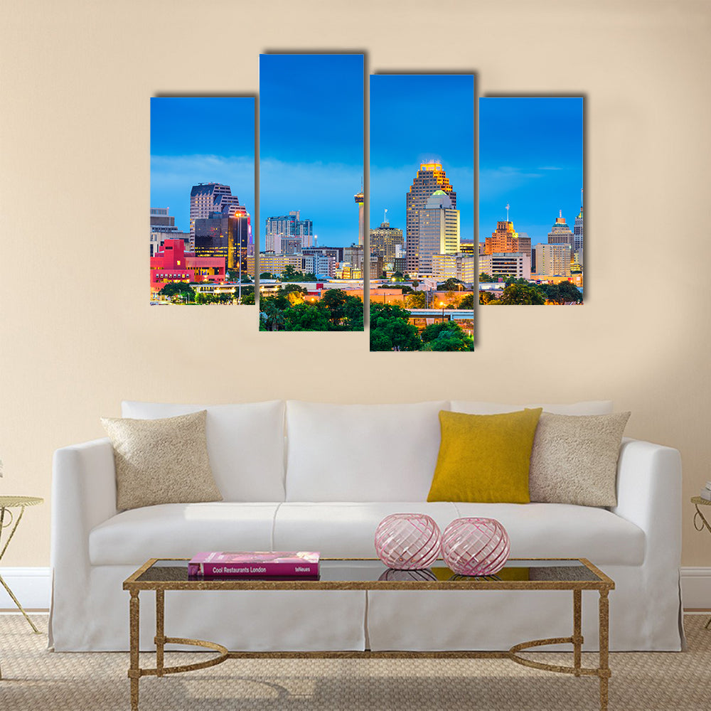 San antonio, texas, usa skyline Multi panel canvas wall art
