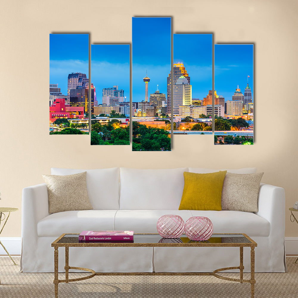 San antonio, texas, usa skyline Multi panel canvas wall art