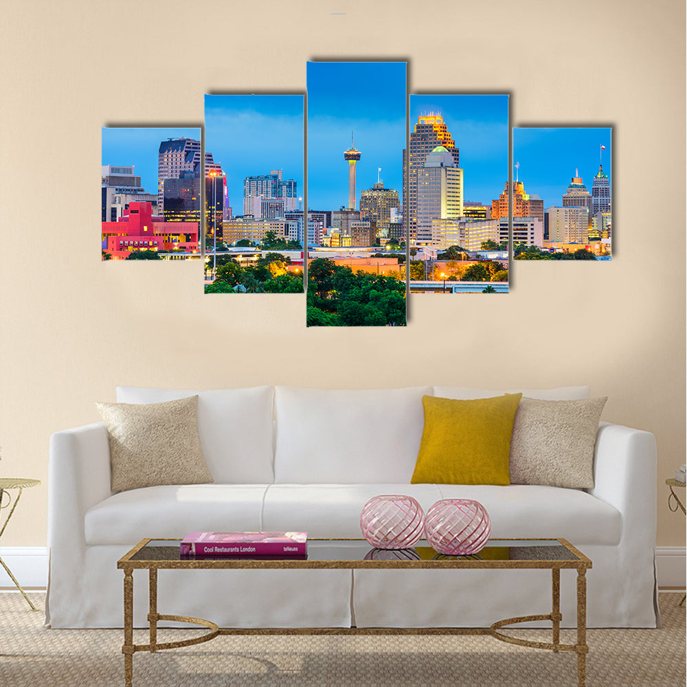 San antonio, texas, usa skyline Multi panel canvas wall art