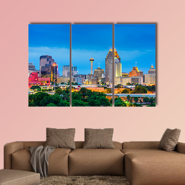 San Antonio, Texas, USA skyline Multi panel canvas wall art